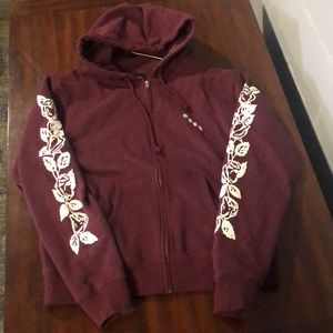 Obey maroon zip up hoodie rose sleeves women’s L